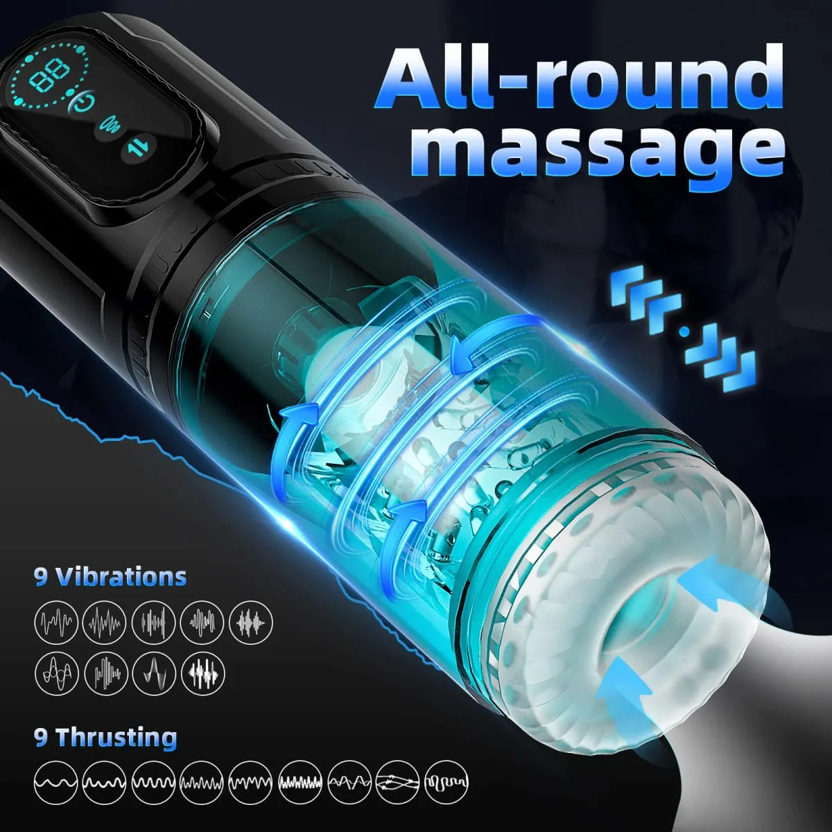 Bomba peniana masculina automática com 9 modos de rotação de impulso de sucção 3D realista para homens adultos máquina de brinquedo sexual Boquete Stroker