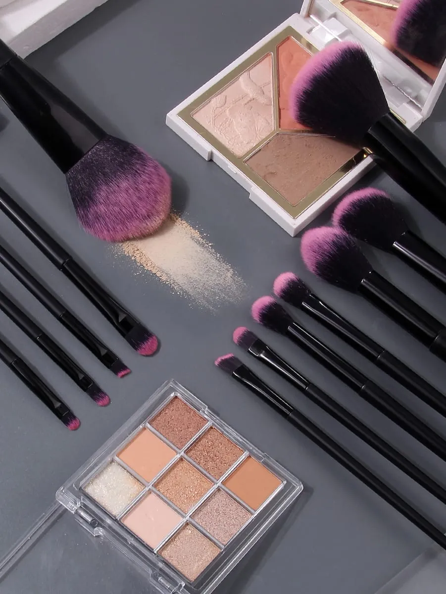 Conjunto de pincéis de maquiagem profissional, 16 peças, pincéis cosméticos macios e fofos para base, pó, sombra e ferramentas de beleza de mistura