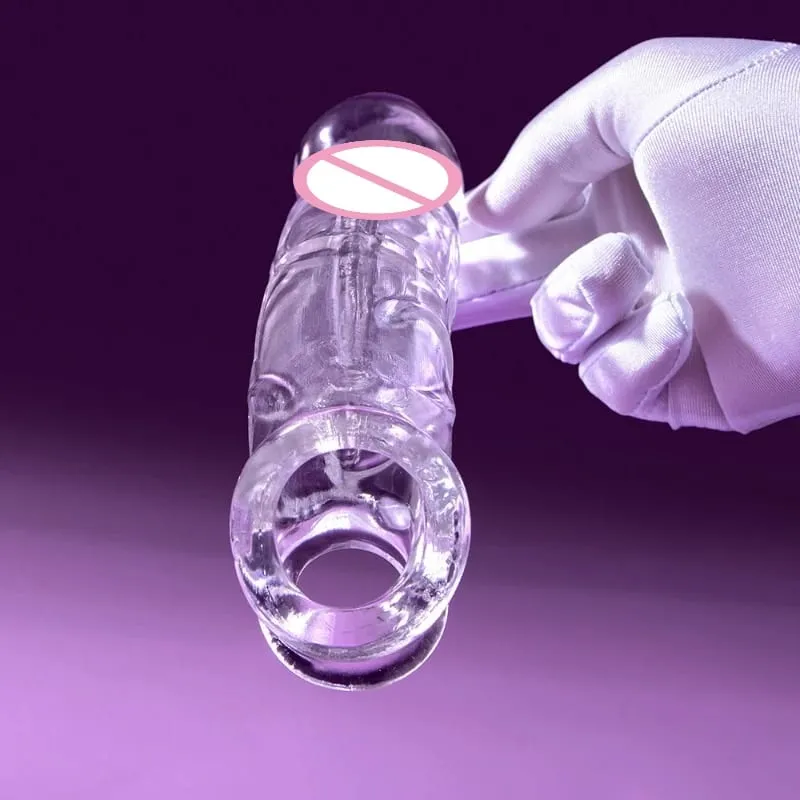 Manga peniana reutilizável em 3 tamanhos, manga macia e transparente, extensor de pênis, brinquedos sexuais adultos para homens, mulheres, durável, ampliador de pênis masculino