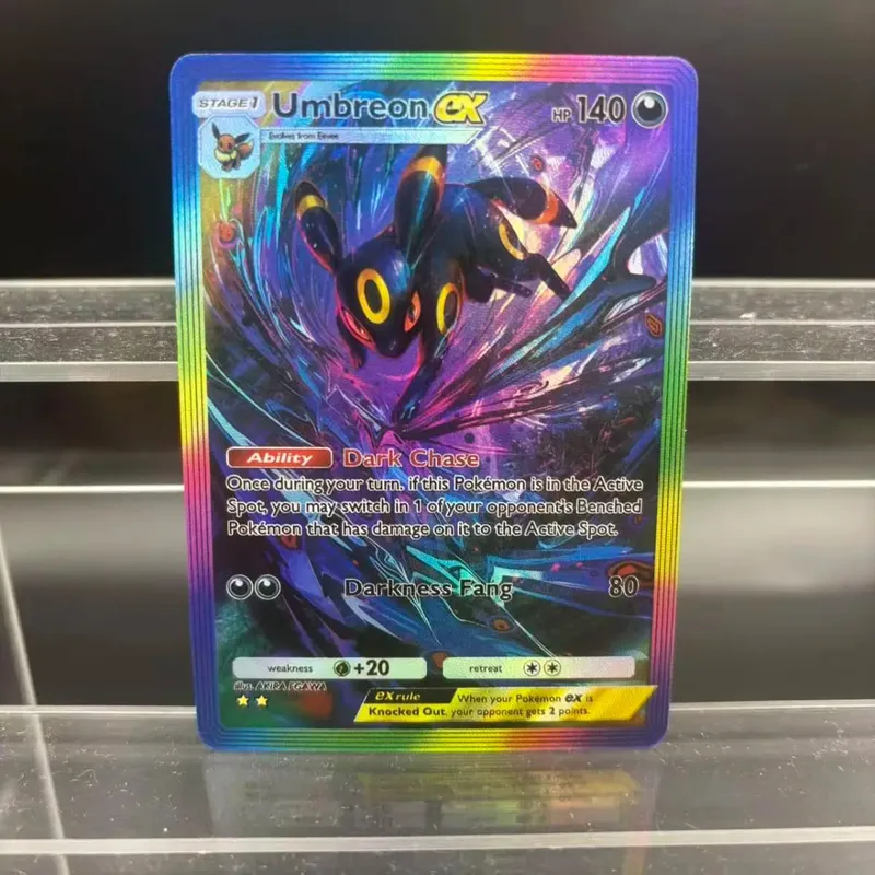 Cartões de coleção de bolso diy umbreon espeon ex auto feito cartão único clássico jogo anime cartão presente brinquedo — image 3