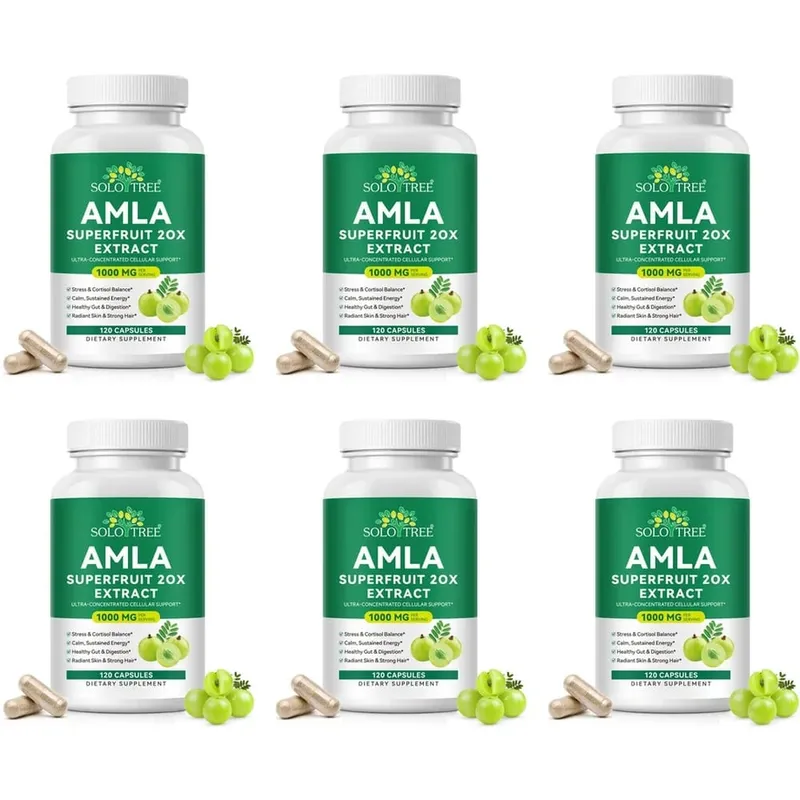 Amla Superfruit 20x Extrato Cápsulas com Phyllanthus Emblica para Promove Energia Calma Saúde Digestiva Pele/Cabelo Radiante 120Ct