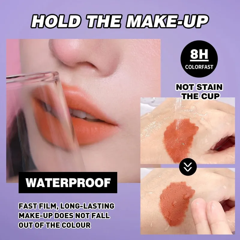 Halloween batom líquido conjuntos de maquiagem à prova dwaterproof água batom fosco vermelho preto laranja roxo lábio mancha matiz cosméticos duradouros