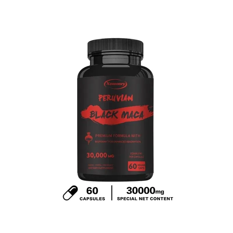 Raiz de Maca Negra de Força Máxima - 30 000 Mg - Extrato de Raiz de Maca em Gelatina do Peru