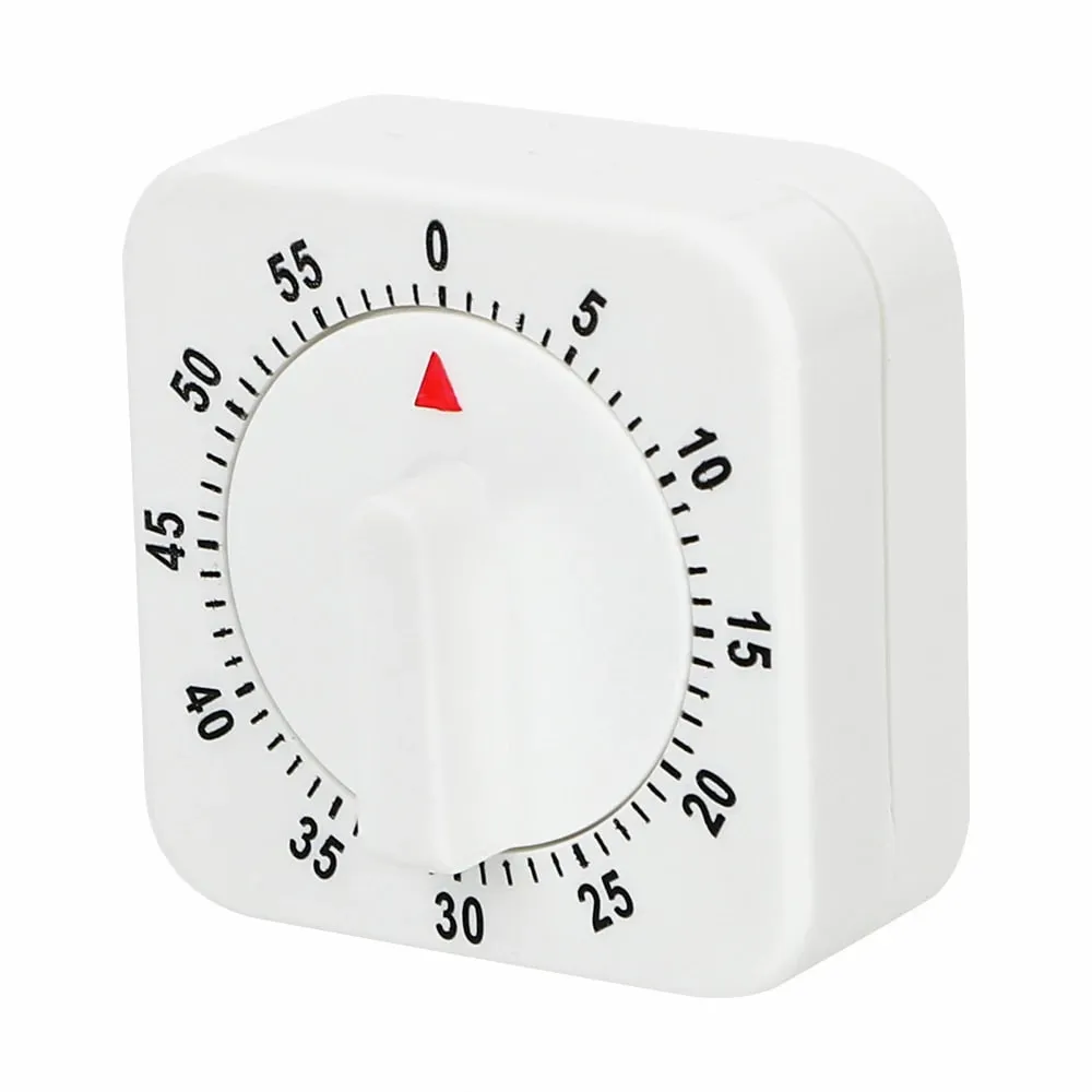 Practical 60 Minutes Kitchen Timer Cooking Tools White Square Mechanical Timer Countdown Alarm Reminder
