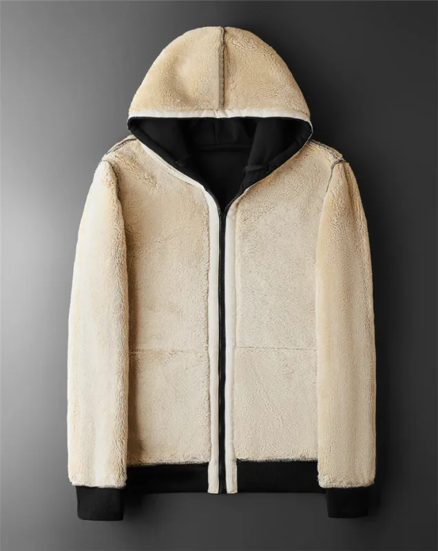 Men Winter Lambswool Zipper Hoodies Cotton Jacket Men's Thicker Plus Size Warm Jacket Top Fleece Black Coats Male Jackets