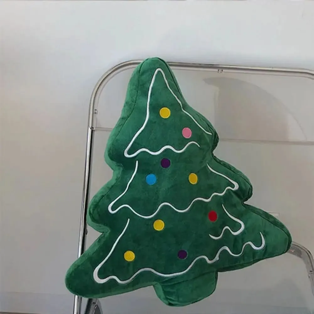 Almofada macia do sofá da árvore de Natal, confortável, amigável à pele, almofada decorativa do dia de Natal, ornamentos em forma de 3D