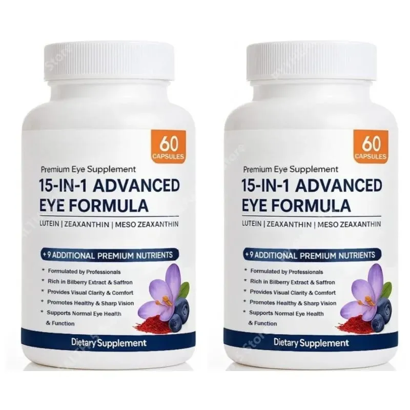 Cápsulas avançadas de nutrição ocular Luteína Zeaxantina Astaxantina alivia a secura e fadiga ocular Antioxidante Suporte para os olhos 60 contagens