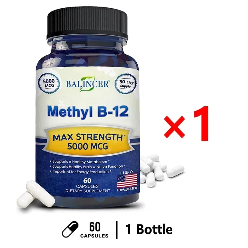 維生素 B12 - 5000 MCG 補充品 - 有益於大腦和心臟功能 支持記憶 學習有助於增強自然能量