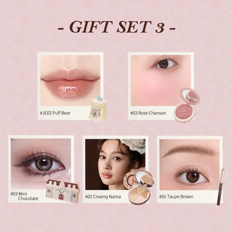 Flower Knows The Sweetie Bear Collection Makeup Gift Set includes eyesahdow+lip jelly+brow pencil+concealer+blush