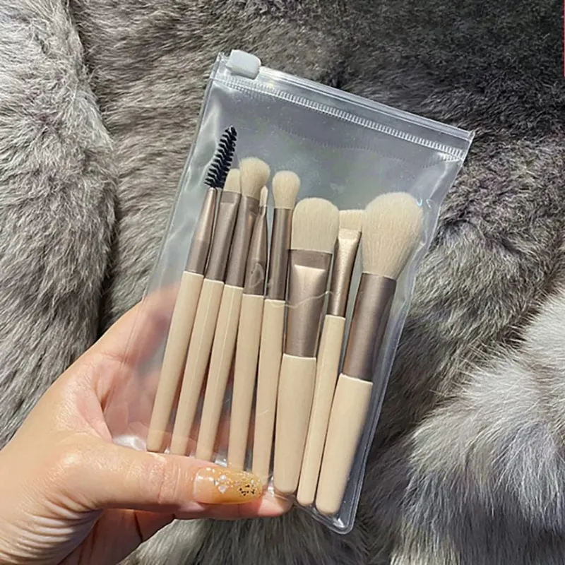 Conjunto de pincéis de maquiagem macios e macios para base cosmética, blush em pó, sombra, kabuki, pincel de maquiagem para mistura, ferramenta de beleza 8 tamanhos