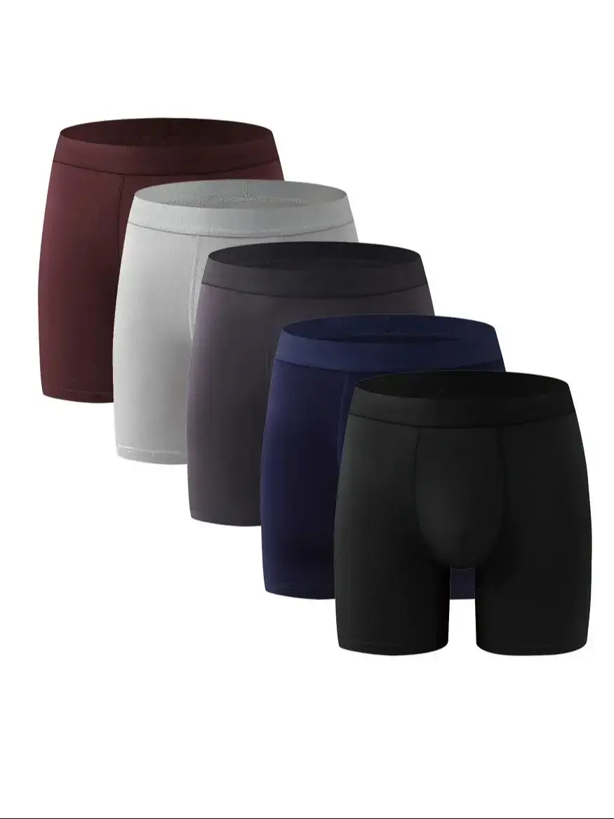 Cueca boxer masculina de fibra de bambu – peça única, roupa íntima macia de cor sólida com cintura sem costura e bolsa com contornos — image 10