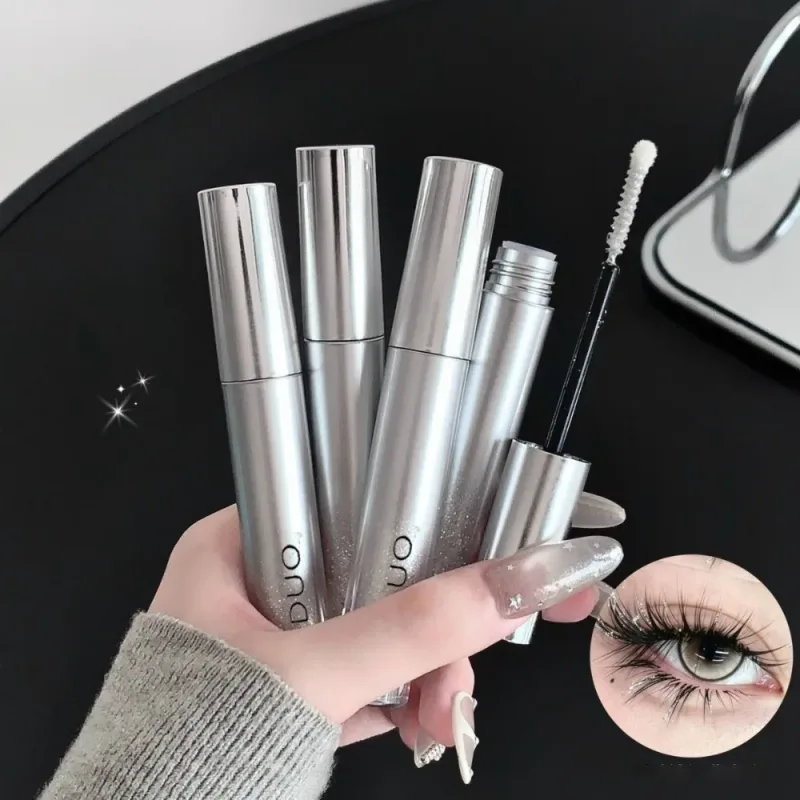 Rímel brilhante prateado, glitter fino, destaque, alongamento, ondulação, sem manchas, à prova d'água, natural, 3d, maquiagem brilhante para os olhos