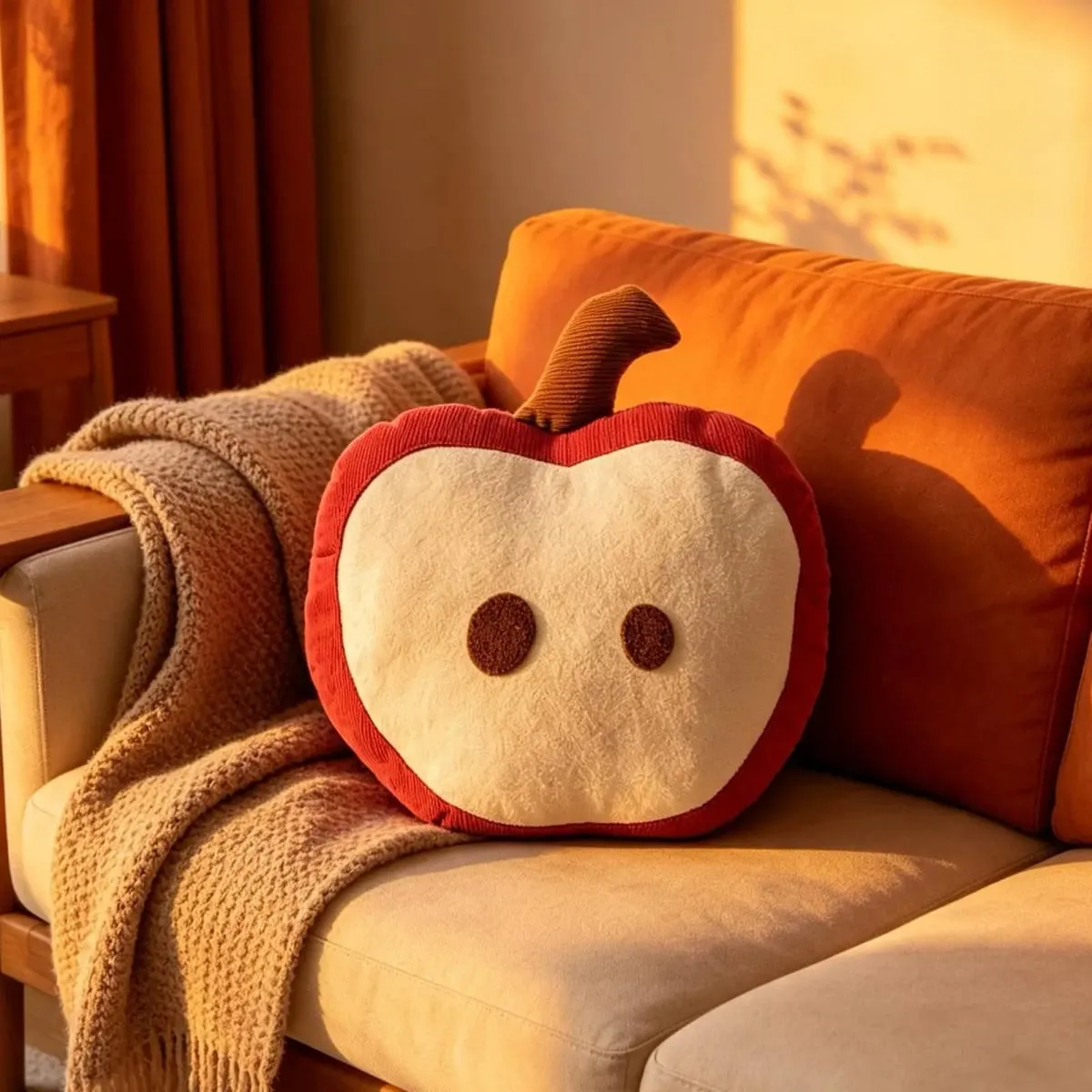 Travesseiro em forma de maçã vermelha, almofada de pelúcia macia para sofá, quarto, novidade, decorativa, descanso para leitura, presentes de natal