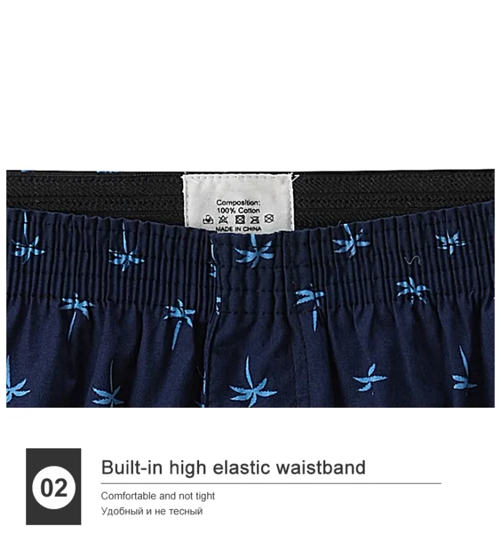 Men's Cotton Boxer Shorts, Printed Pattern Men's Underwear, College Style Shorts, Summer Breathable And Comfortable Loungewear