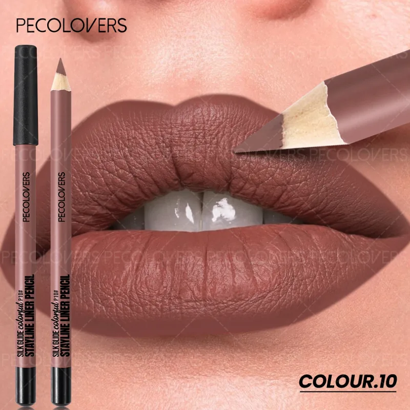 Delineador labial fosco, segundo contorno labial, lábios volumosos e charmosos, sem secagem, cosméticos labiais à prova d'água, adequados para iniciantes