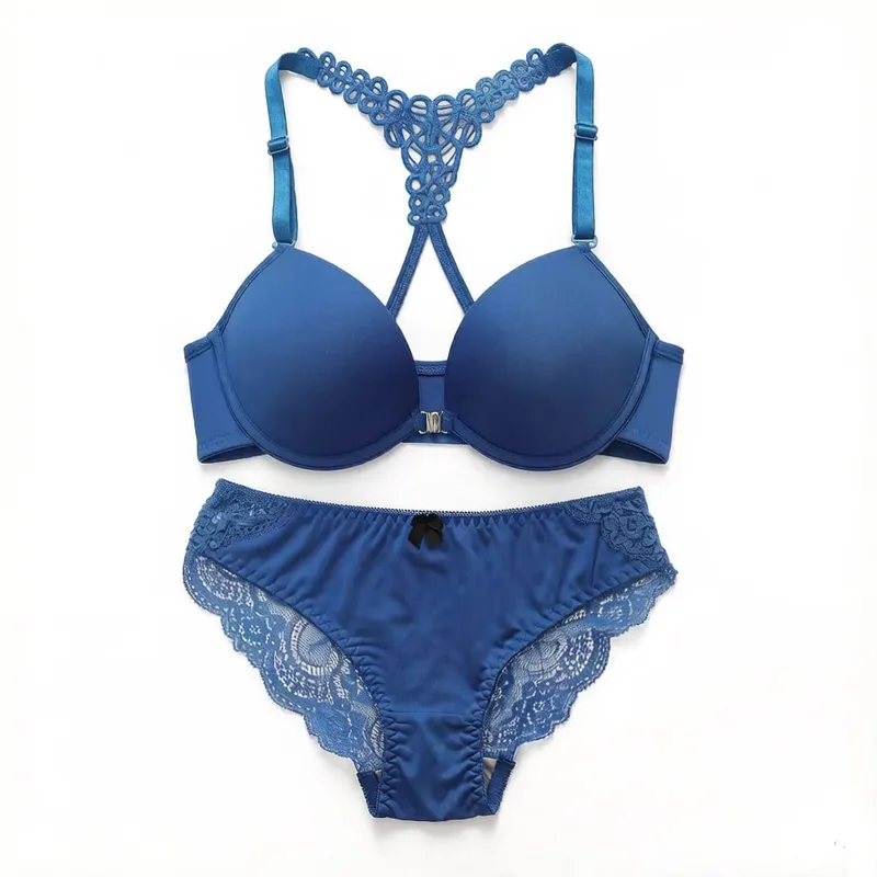 Novo produto: almofada no peito grosso reunido e puxado sutiã com botão frontal sexy e bonito nas costas multicolorido roupa íntima feminina A2128