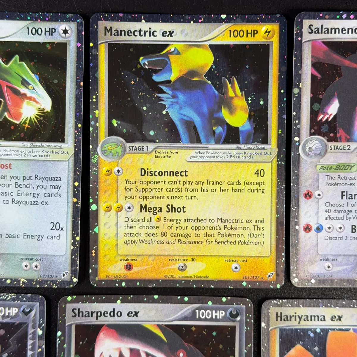 Cartões de proxy Pocket EX Deoxys Crobat Jirachi Latios Sharpedo Salamence Hariyama Deoxys Rayquaza Cosmos Holo Gold Star UR