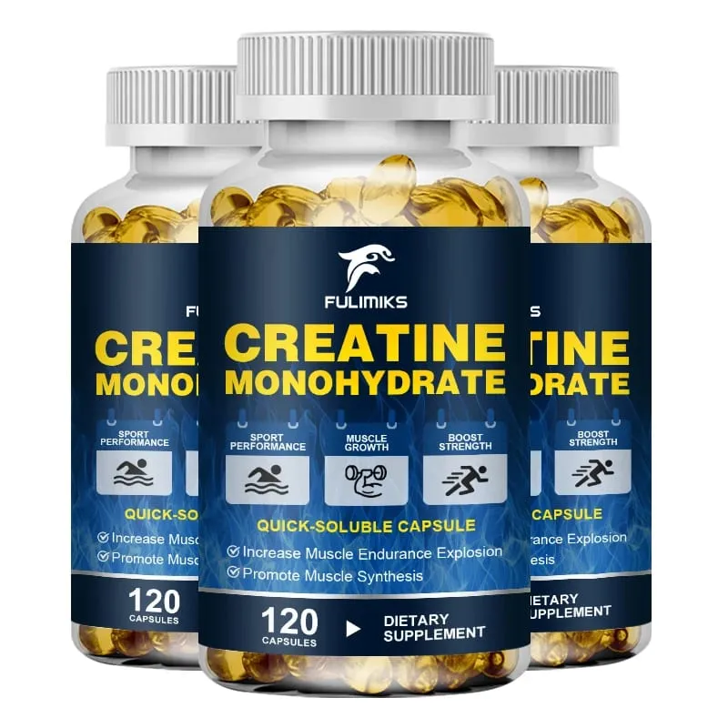 Cápsulas de monohidrato de creatina de alta potência 3000 mg apoiam o crescimento muscular, desempenho atlético, níveis de energia e academia diária