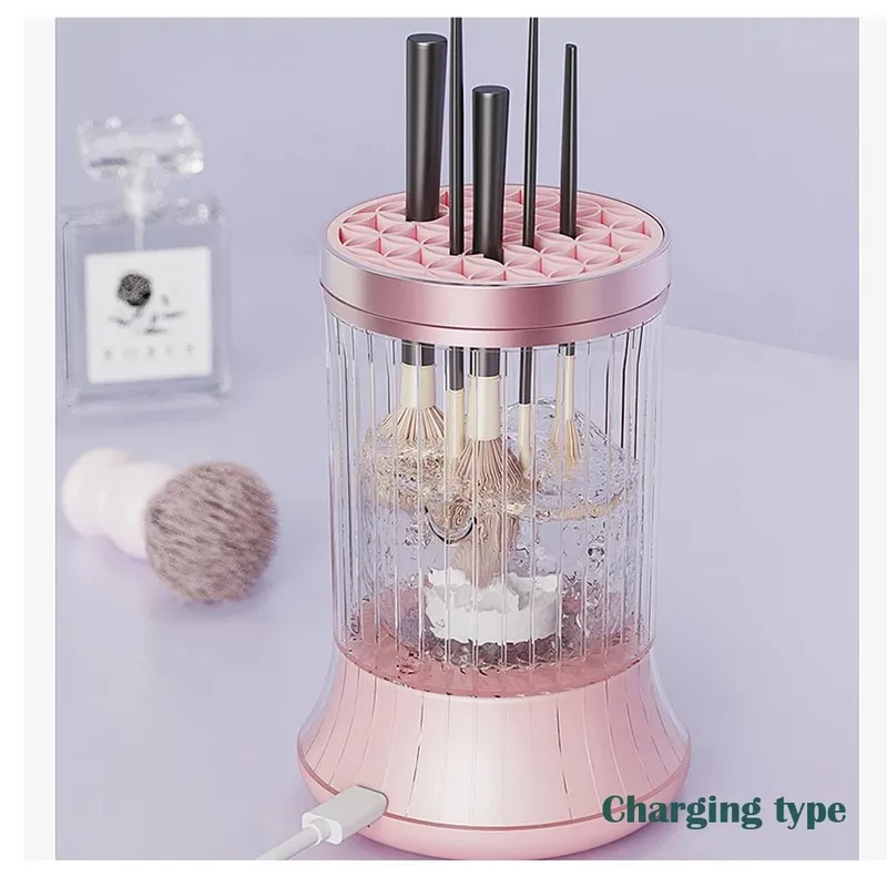 Limpador de pincéis de maquiagem elétrico portátil com plugue USB Ferramenta de limpeza de pincéis de maquiagem recarregável Limpeza automática de pincéis de maquiagem