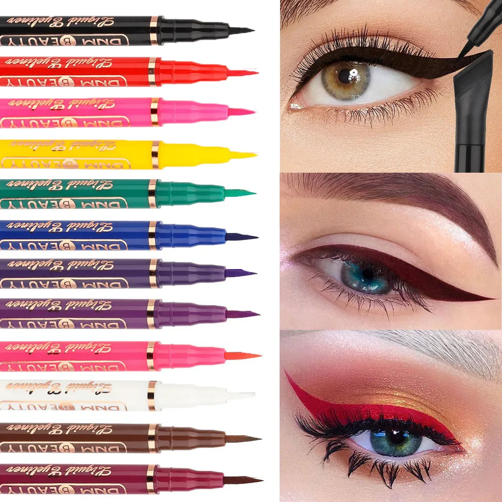 12 Colors Waterproof Rainbow Matte Colorful Liquid Eye Liner Pencil White Pink Color Eyeliner Pen Makeup Long-Lasting Cosmetics