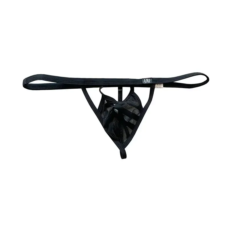 Nova malha transparente de cintura baixa masculina t-back tanga fina estiramento macio respirável leve sexy roupa interior