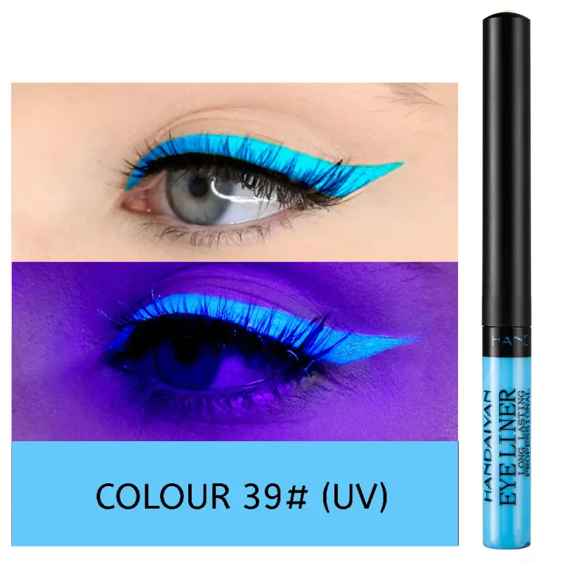 Caneta delineadora neon com luz uv, maquiagem para olhos, vermelho, à prova d'água, cor líquida, lápis de maquiagem, cosméticos, amarelo, fosco, roxo