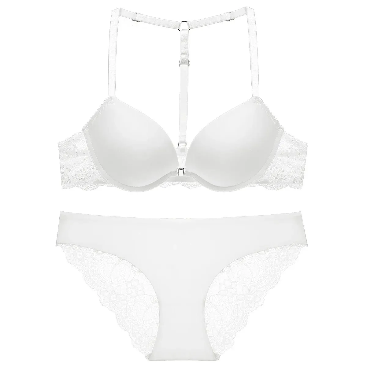 Conjunto de sutiã push-up confortável feminino com fivela frontal e alça de ombro lingerie sexy para mulher