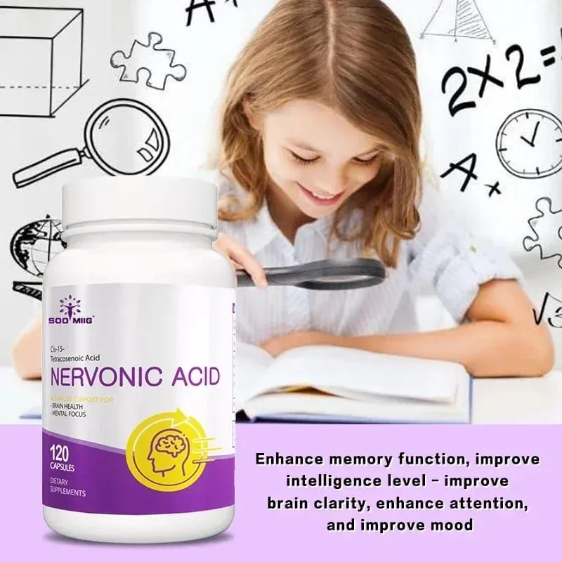 Nervonic Acid - Brain Supplement Brain Health - for Attention Brain Function and Mood Improvement 120 Capsules