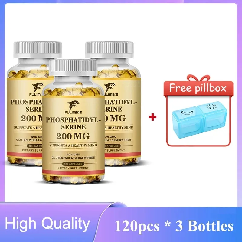 Premium Phosphatidyl Serine Capsules Support Memory Cognitive Concentration Reduces Stress Hormones & Fatigue Sharp Focus