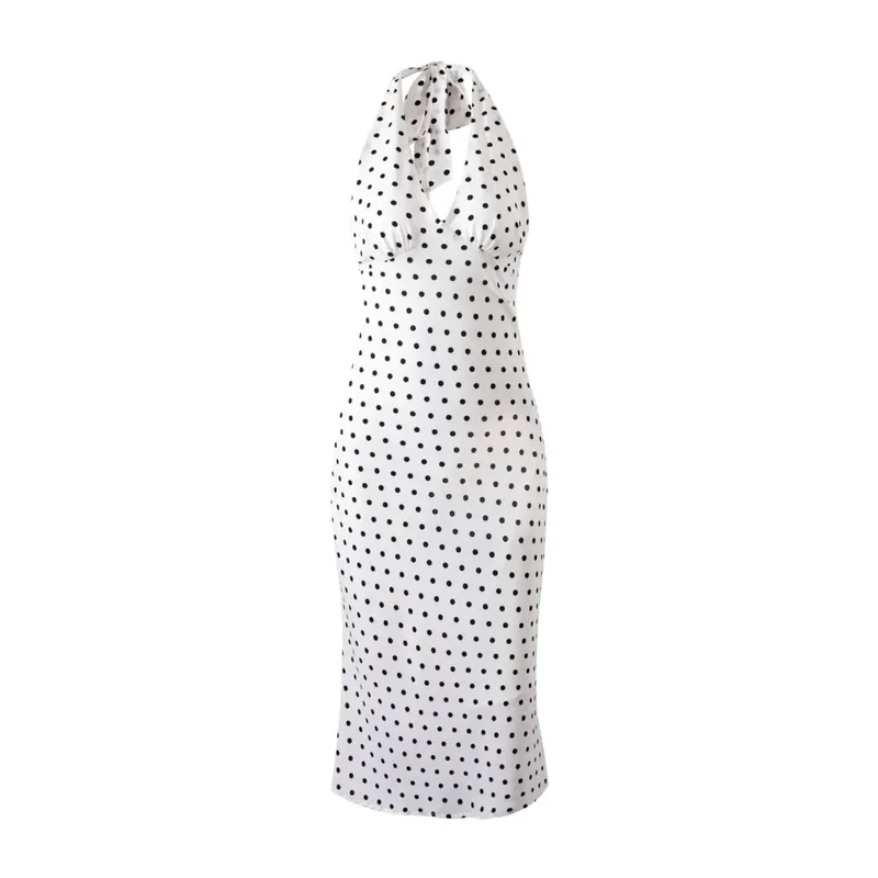 Tuularose Polka Dot Hanging Neck Long Dress Women Elegant Strapless Sexy Lace-up Sleeveless Backless Fashion Club Party Dresses — image 8