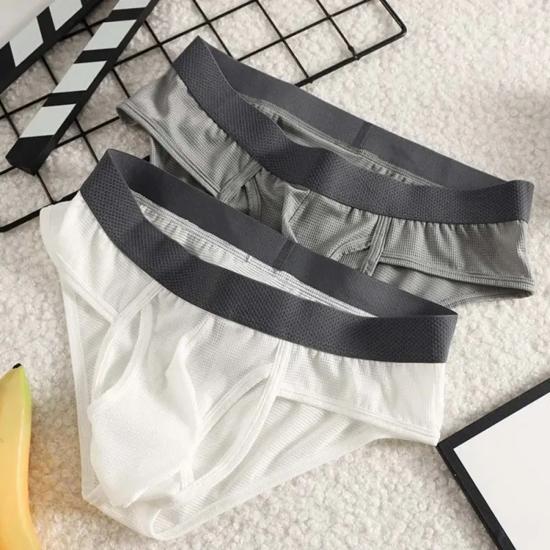 Cuecas finas de verão cuecas finas homens abertura lateral respirável calcinha de seda gelo emenda lingerie sem costura roupa interior masculina