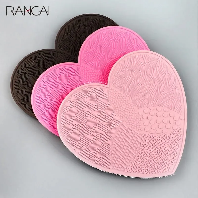 Almofada de esfrega pincéis de maquiagem limpeza de silicone com ventosa amor limpador de lavagem escova cosmética ferramenta de suprimentos de beleza