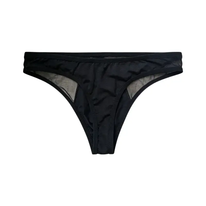 Cueca triangular masculina sexy de cintura baixa, cueca de couro pu com emenda frontal de malha respirável, cuecas transparentes com costas em t