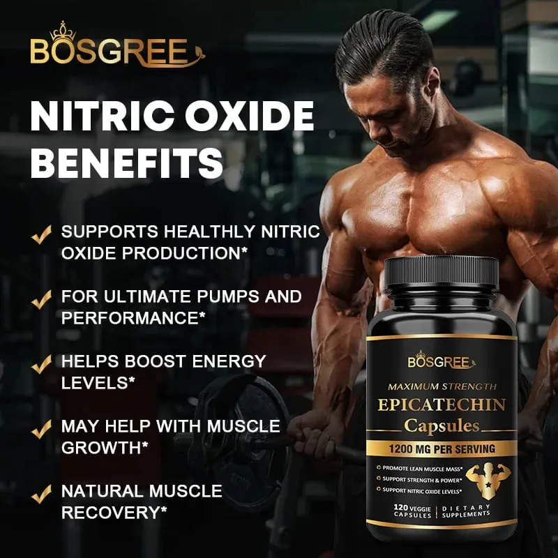 Cápsulas de epicatequina - Síntese de Proteínas, Capacidade Atlética, Força e Suporte Muscular Magro - Suplementos Inibidores de Carnosina