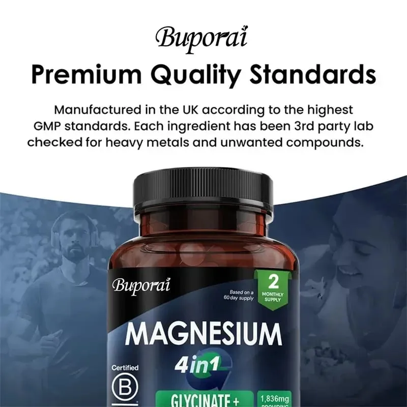 Magnesium 4-in-1 Complex - Supports The Nervous System Promotes Healthy Sleep and Muscle Relaxation and Relieves Stress