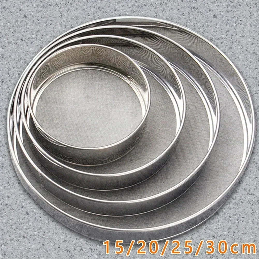 Stainless Steel Flour Sieve 40 Mesh Filter 15/20/25/30CM Kitchen Mesh Flour Sifter Flour Sieve Sifters Shakers Mesh Baking Tools