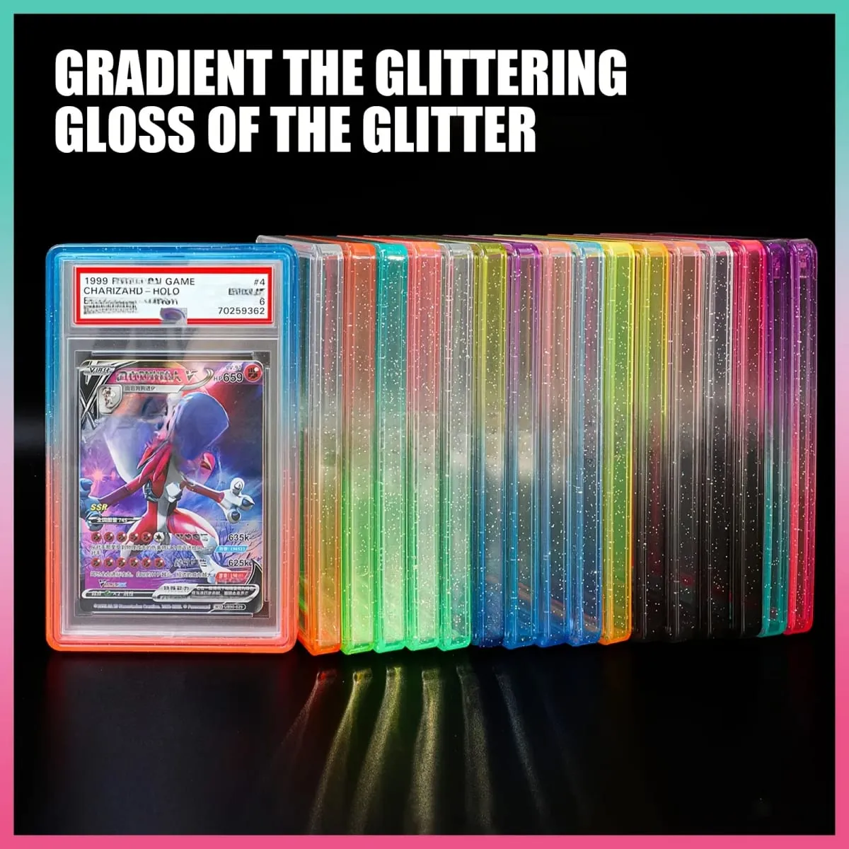 Glitter tpu laje pára-choques guarda caso titular mangas de exibição de pele protetora com parte traseira clara para psa 35pt classificado cartão de negociação