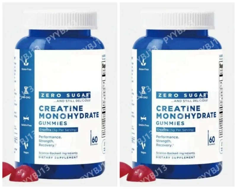 Gomas de monohidrato de creatina zero açúcar 5g por porção - sabor de frutas vermelhas - pectina vegana - suplemento dietético de 60 contagens unissex