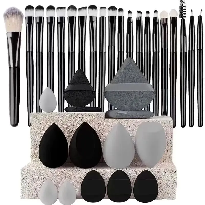 20 pçs pincéis de maquiagem profissional conjunto macio cabelo sintético escova cosmética para fundação sombra sobrancelha delineador mistura fazer — image 16