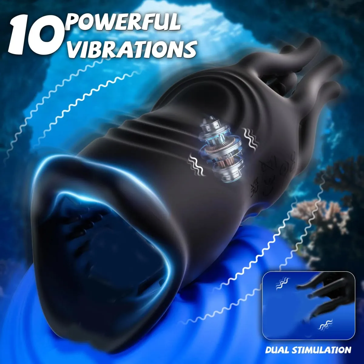 Pênis vibrador masculino masturbador realista lábios & tentáculo estimulação Stroker 360 ° Boquete pênis trainer brinquedo sexual para homem