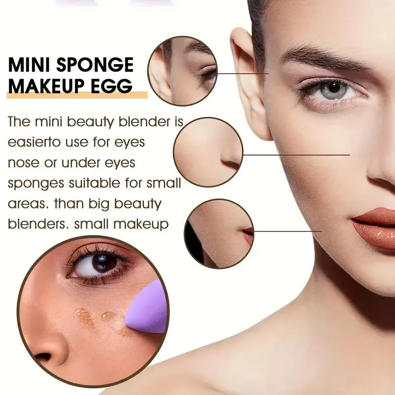 Conjunto de esponja de maquiagem portátil, 12 peças, base portátil, sopro cosmético para corretivo facial, mistura de beleza, creme líquido, potência