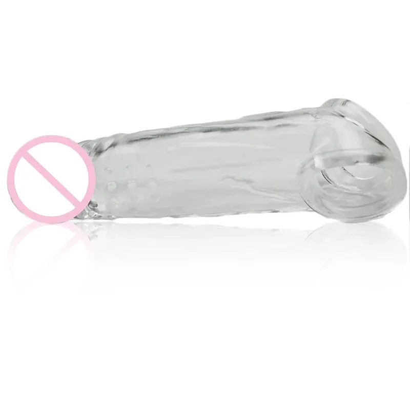 Preservativo retardante reutilizável, 2 anéis, ampliação transparente, impotência, extensão do pênis, manga peniana duradoura, produto sexual, brinquedos masculinos, vibrador