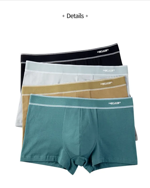 4Pcs/lot Men's Underwear Sexy Boxer Shorts Cotton Panties Man Solid Underpants Male Soft U Convex Lingerie Plus Size L-6XL — image 20
