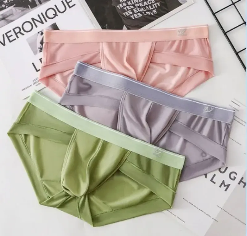 Cuecas masculinas respirável 3d bolsa leve biquíni masculino macio puro conforto secagem rápida elástico triângulo para o verão