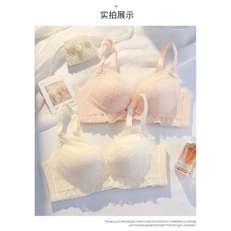 Sexy Pure Desire Breeze Bralette Small Bust Push Up Gathering Anti-Sagging Wirefree Comfort Breathable Lingerie Set Large Look ​