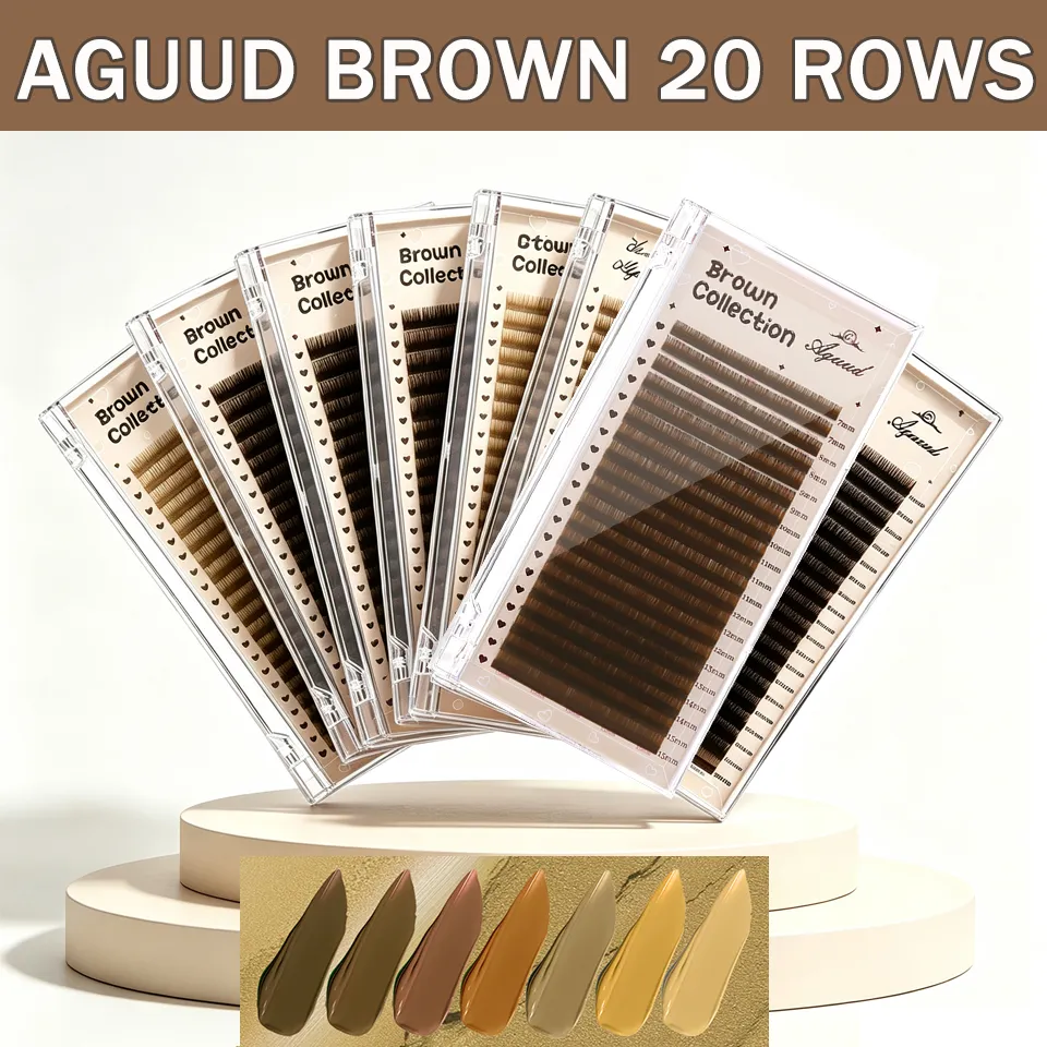 20 linhas c cc d curvado natural marrom volume russo cílios 7-15mm misto caxemira macio clássico marrom escuro extensões de cílios