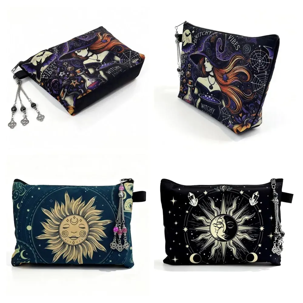 Cartões de tarô bolsa de armazenamento bruxa adivinhação acessórios jóias astrologia dados maquiagem saco l791