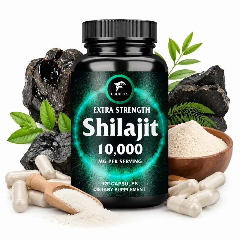 Fulimiks Shilajit 10000mg Cápsulas com Extrato Puro do Himalaia e Ácido Fúlvico Suportam Vitalidade Diária Resistência Saúde Geral