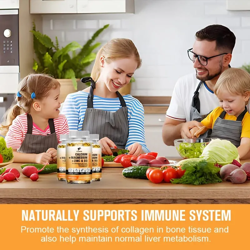 Bone Support Capsules Calcium Magnesium Zinc with D3 Enhances Absorption Supports Bone Strength Immunity & Muscle Health