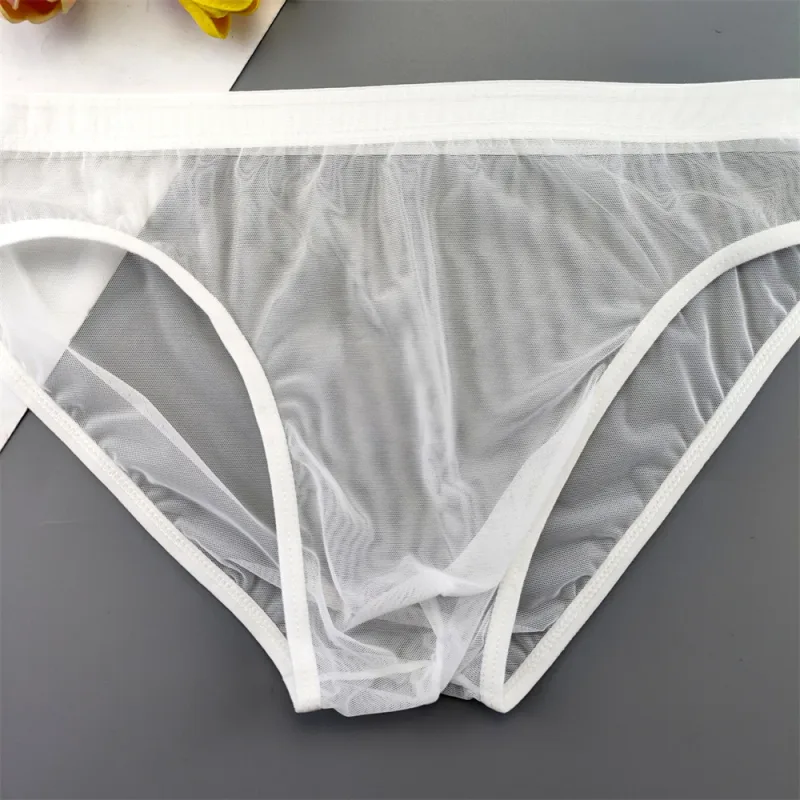 5 pçs roupa interior de malha transparente para homem perspectiva ultra-fina mid-rise masculino bolsa desliza calcinha homme plus size — image 20